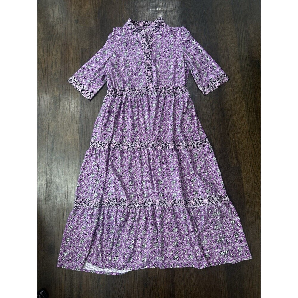 Jude Connally Candy Dress Jude Cloth Purple Floral Maxi Size XXL